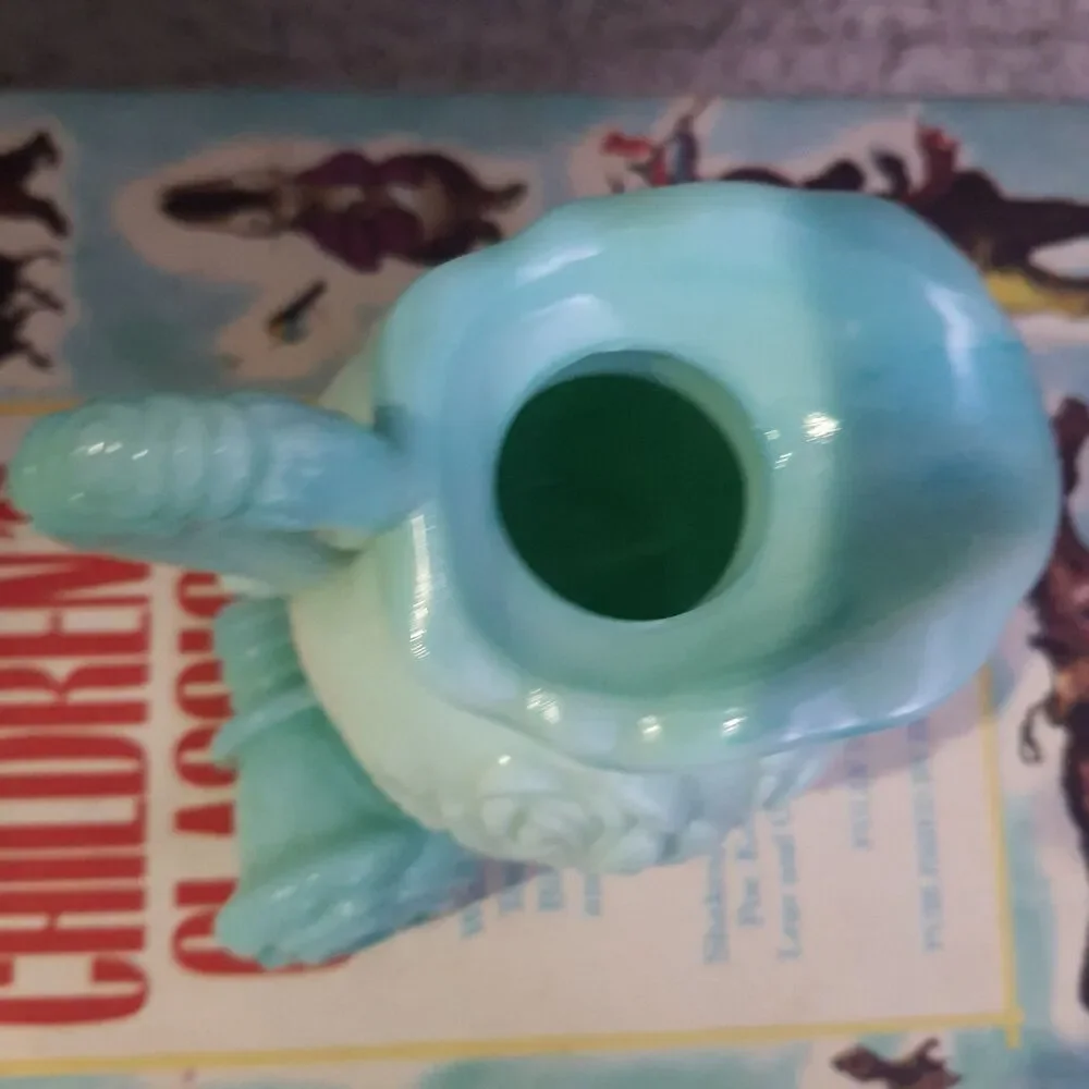 Vintage 70s Avon Skin So Soft Pitcher & Bowl Jadeite color Milk Glass 6'' Empty
